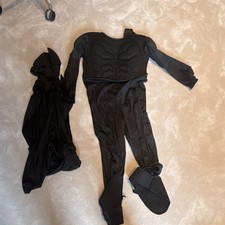 Unisex Superhero Black Muscle Chest Costume with Cape Halloween Size M