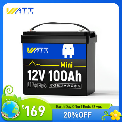Wattcycle 12V 100Ah LiFePO4 Lithium Battery BMS Deep Cycles RV Solar Off-Grid