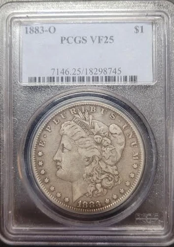 PCGS VF-25 188-O MORGAN SILVER DOLLAR - NO RESERVE!!! 3$ S/H...