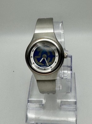 Fossil Big Tic Blue Dial JR-7915 Digital Seconds Silver Ladies Wrist Watch