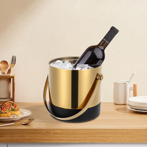 Secchiello per ghiaccio in acciaio inox 1,4 L secchiello per ghiaccio portatile rotondo con pinza per ghiaccio - Foto 4 di 21