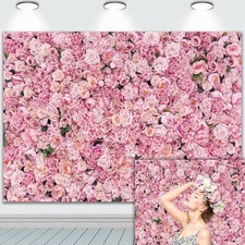 Pink Rose Flower Wall Backdrops Wedding Birthday Floral Theme Party Background