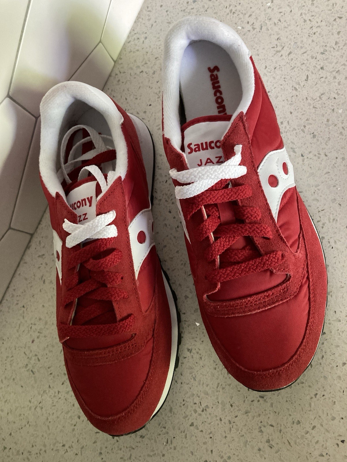 Size 9.5 Saucony Jazz Women's Athletic Shoes Sneaker Red White Lace Up 1044-151  thumbnail 2