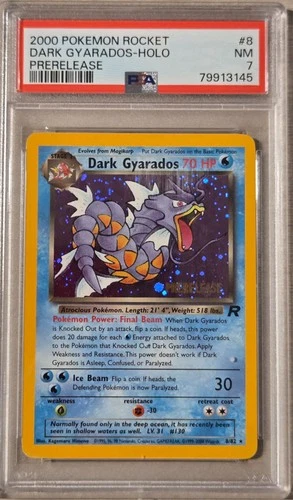Dark Gyarados 8/82 Prerelease PSA 7 Holo Team Rocket 2000 Swirl Pokemon