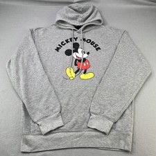 Disney Mickey Mouse Sweatshirt Pullover Unisex Size Med Walt World Gray Hoodie