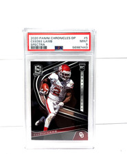 2020 Chronicles DP Spectra OU CEEDEE LAMB RC Rookie Football Card PSA 9 MINT. rookie card picture