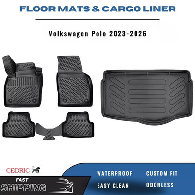 Car Floor Mats & LOWER Cargo Liner for Volkswagen Polo 2023-2026 Style/Life Set