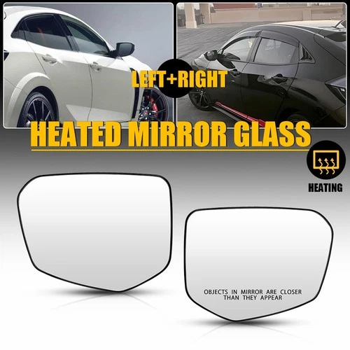 2PCS Driver Passenger Side Heated Mirrors Glass Set For 2016-2021 Honda Civic EC