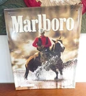 Vintage Marlboro Man Cowboy Metal Tin Cigarette Tobacco Horse Western Sign 22x17