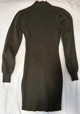 Anrabess Turtleneck Long Sleeve Bodycon Sweater Dress Army Green