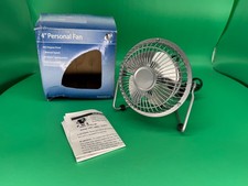 Vintage PMX HVRA-4D Mini Personal Desk Fan, Metal, Silver (NEW IN BOX) Quality