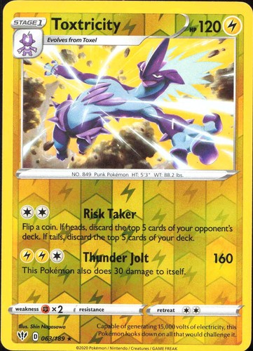 Toxtricity Reverse Holofoil 63/189 Darkness Ablaze 2020 NM Pokémon