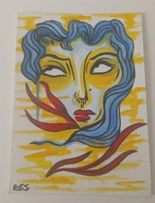 OOAK ACEO Figurative Art Card, Girl Art By ESS22, 3.5 x 2.5 in., Unframed