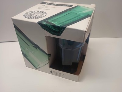 Libbey Fundamentals Cooler Glasses Set of 4 Dusky Blue Clear 16 oz USA Made