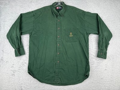 Chaps Ralph Lauren Shirt Adult Large Green Long Sleeve 100% Cotton Crest Crown
