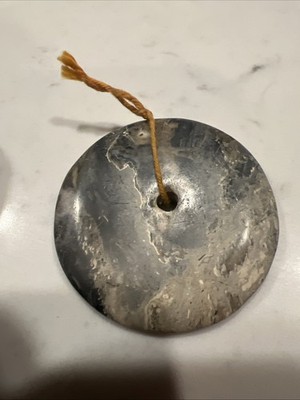 Chatoyant  pounamu (New Zealand greenstone) donut,  ping an kou  Pendant