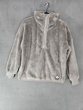 Spyder Women Medium Teddie Fleece Sweatshirt Pullover Soft Gray Mockneck 1/2 Zip