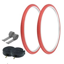 PRO TIRES 700 x 35 Red P-1180 W/ HEAVYDUTY TUBES,RIM STRIPS 48mm Schrader Valve