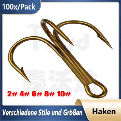 100x Starke Drillingshaken Stacheldraht Braun 2#-10# Hechtangeln Hechtvorfächer - Bild 1 von 4