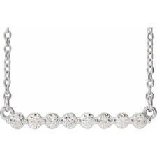 14K White Gold 1/4 CT Natural Diamond Bar 18" Necklace 1.64gm Clarity-I1 for Mom