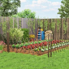 Expanding Trellis Fence, Freestanding Aluminium Alloy, Movable Fence, Dark Brown