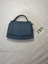ZARA Blue Reptile Print Mini Top Handle Bag | New With Tags
