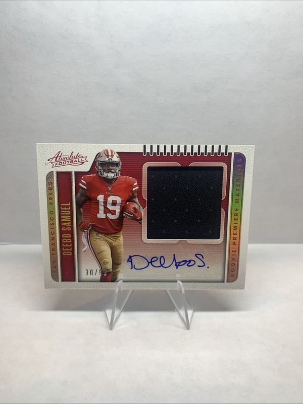 2019 Panini Absolute Rookie Premiere Materials Patch Auto /99 Deebo Samuel #211