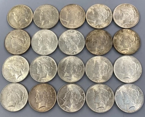 20 US 90% Silver circ  Peace $1 8-1922 6-1923 4-1924 2-1925 L24536