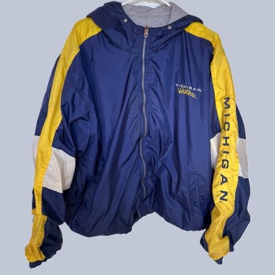 Vintage Michigan Wolverines Reversible Hooded Jacket XXL Blue Yellow NCAA