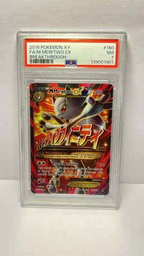 Pokémon M Mewtwo EX Full Art Ultra Rare Holo 160/162 Breakthrough 2015 PSA 7