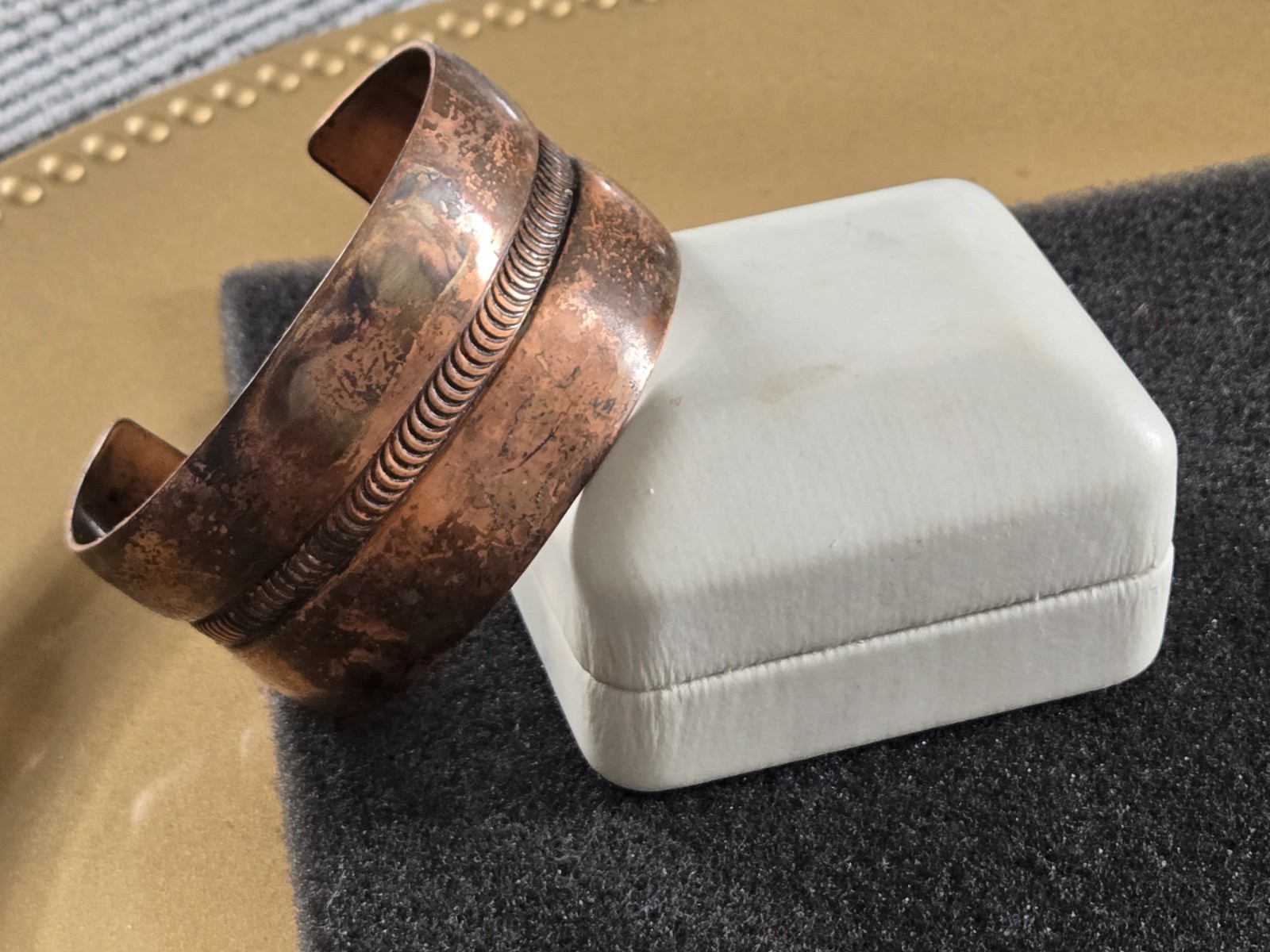 Vintage Solid Copper Cuff Bracelet - Chunky Coppe… - image 1