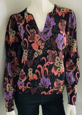 Summum Glitzer Blumen Pullover Oberteil Größe S Top Zustand Kostenloser Versand