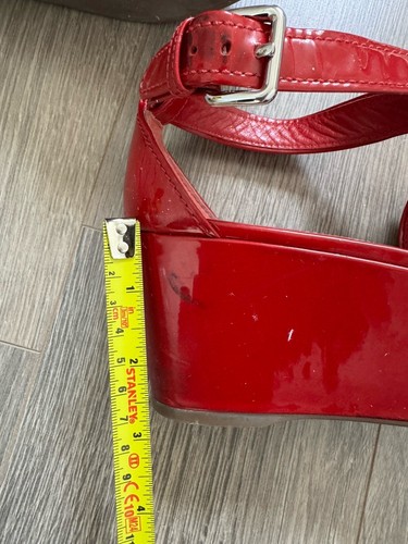PRADA Patent Leather Block Wedge Red Sandals Size UK 5 EUR 37.5 - Picture 10 of 10