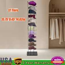 12-Tier Cap Rack Hat Display Rack Floor Standing 74.02in H Hat Organizer Rack