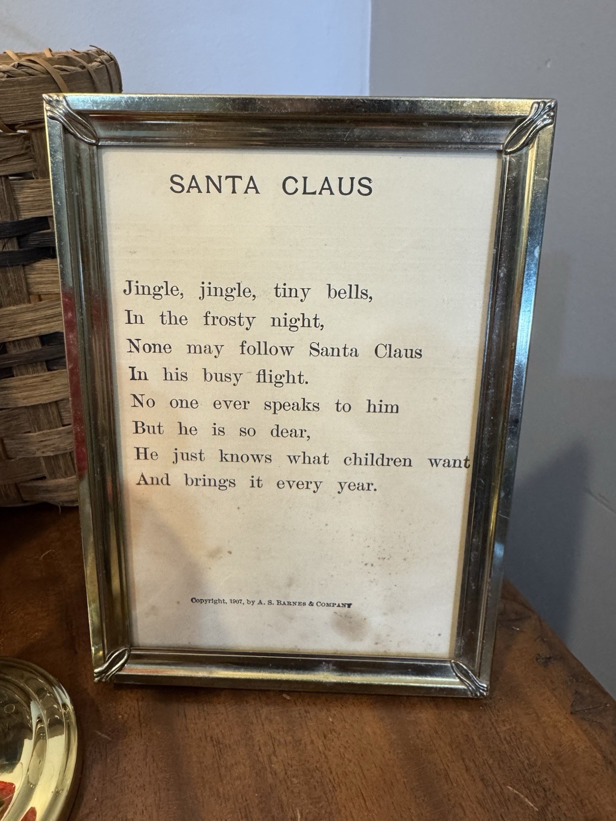 Christmas Gift Basket, Vintage Lovers Christmas Themed Gift Basket, Gold Decor