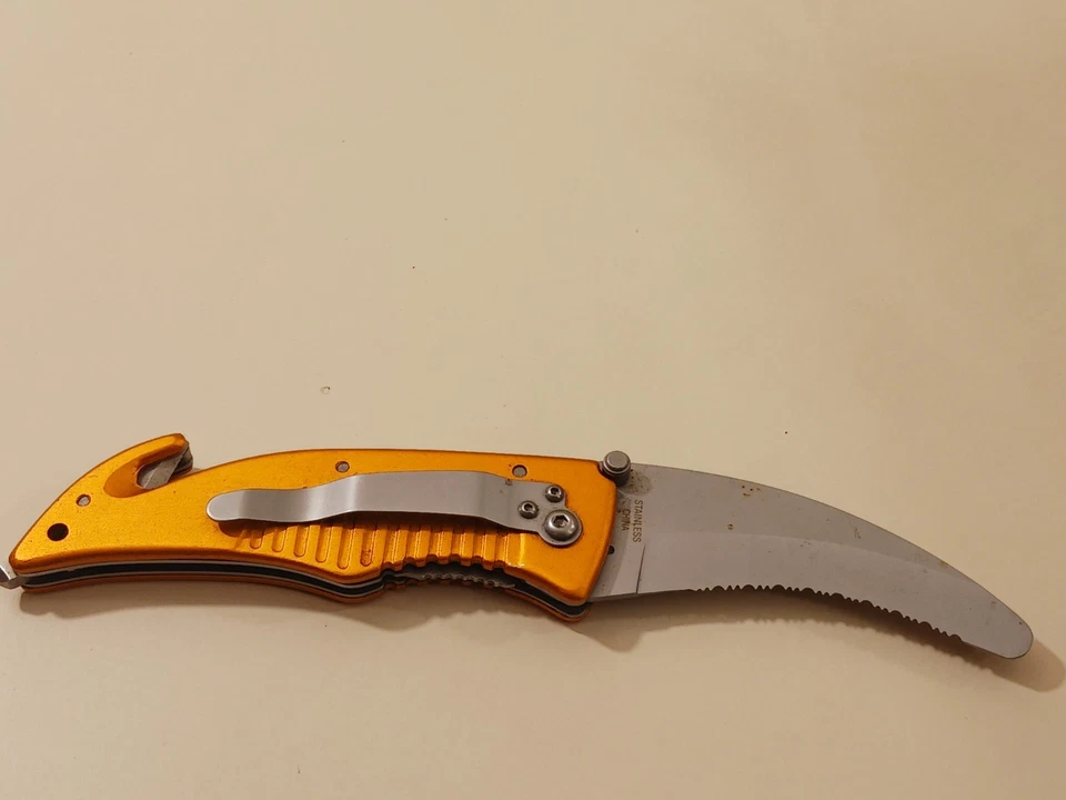 Tactical Emergency Rescue Knife Orange Handle Seat Belt Cutter Glass Breaker - Image 4 of 4