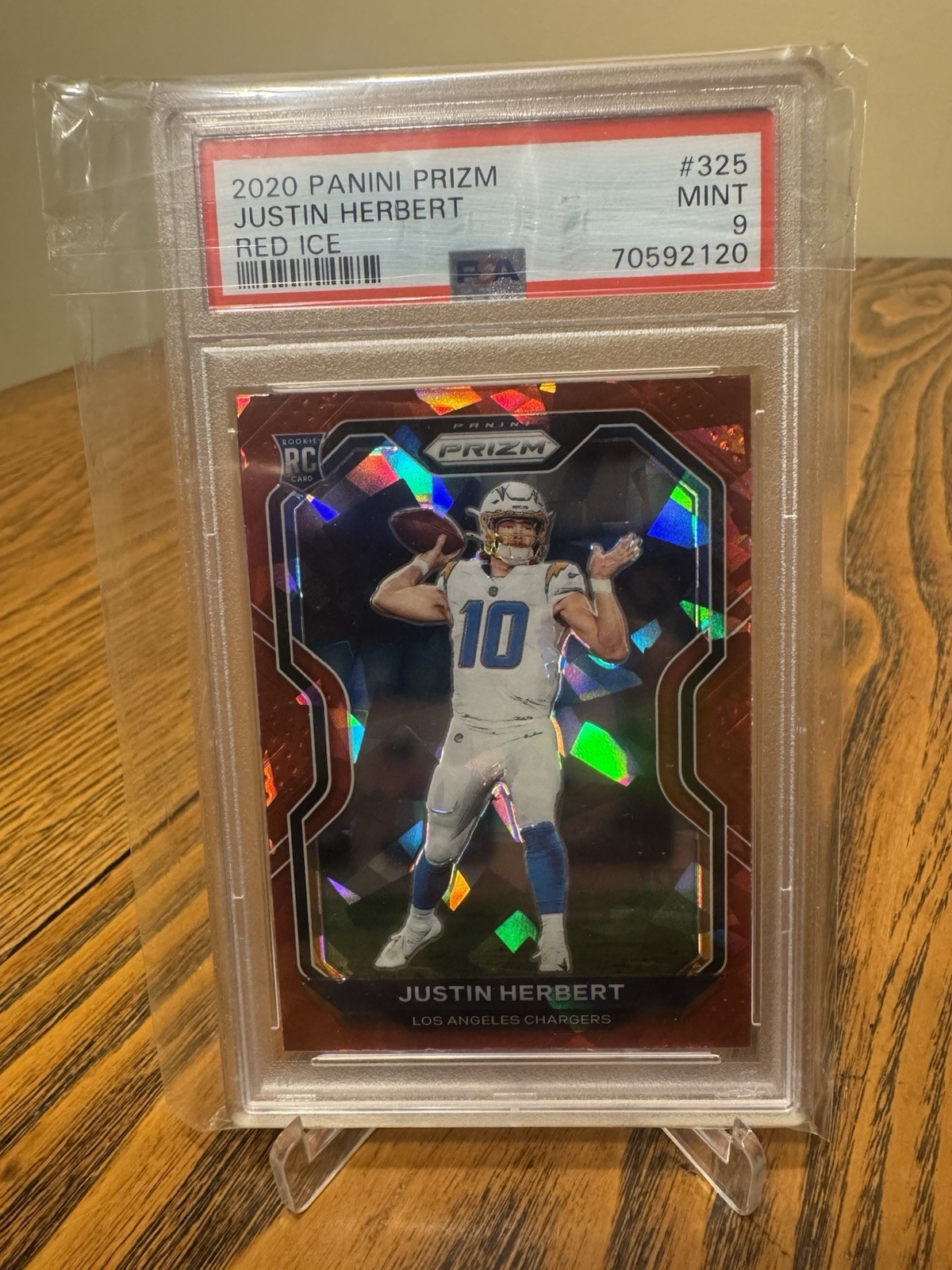 2020 Panini Prizm Rookie Justin Herbert Red Ice Prizm #325 PSA 9 LA Chargers