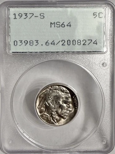 1937 S Buffalo Nickel PCGS ORH MS64 ***READ DESCRIPTION***