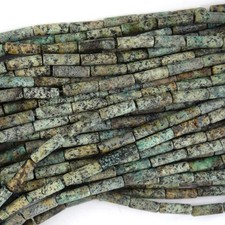 13mm natural green african turquoise tube beads 15.5" strand