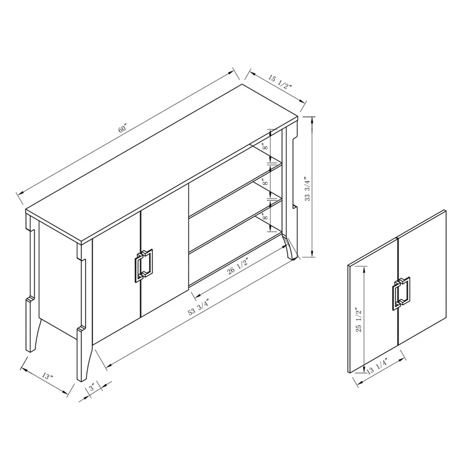 DH BASIC Transitional White Oak 60" 6-shelf Buffet by - Image 4 of 4