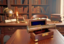 Vintage Brass Telescope with Wooden Box   Antique Style Nautical Collectible