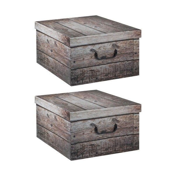 Aufbewahrungsboxen Mit Deckel 2Er Set Stapelboxen Recycelte Karton Grau 51X37 Cm-image