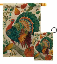 Suzani Turkey Burlap Garden Flag Animals Bird Small Gift Yard House Banner