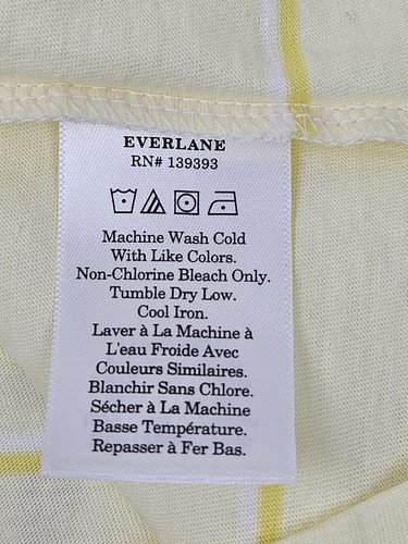 Everlane Womens Organic Cotton TeeYellow Striped Short Sleeves Casual - Picture 6 of 7