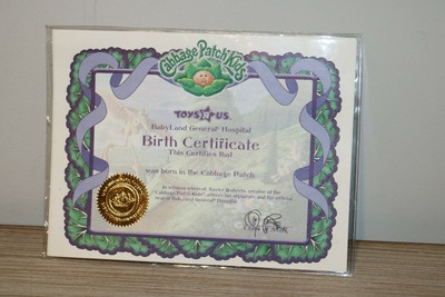 cabbage patch kids birth certificate