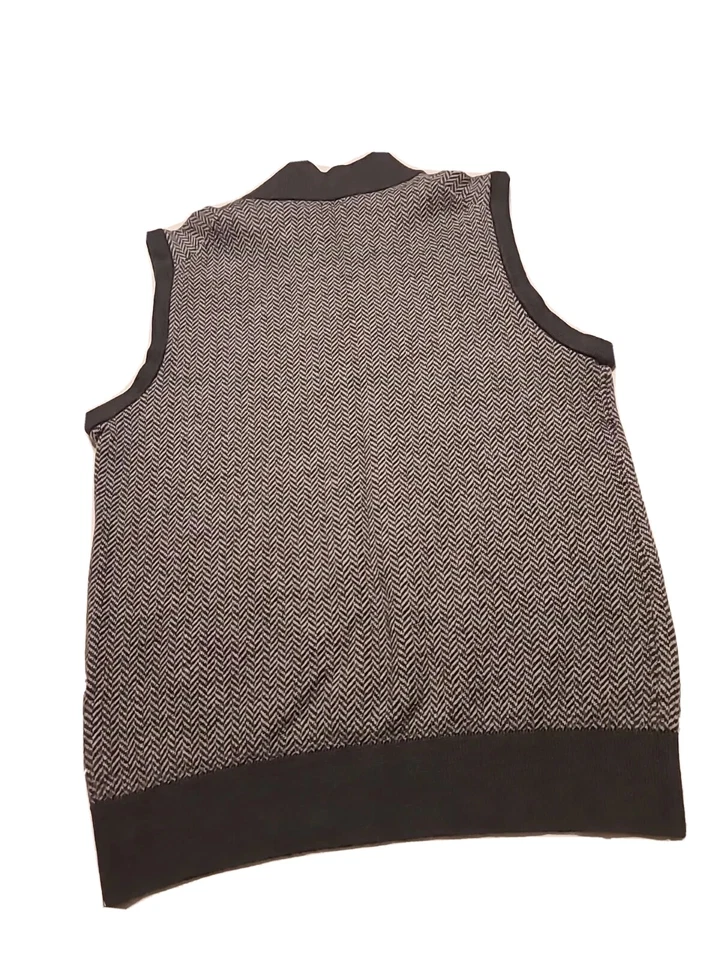 Bobby Jones Gray Herringbone Extra Fine Merino Wool Vest 1/4 Zip Men's Med - Image 2 of 4