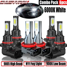 For Honda Civic 2006- 2015 Combo 6x LED Headlight + Fog Light Bulbs Super White