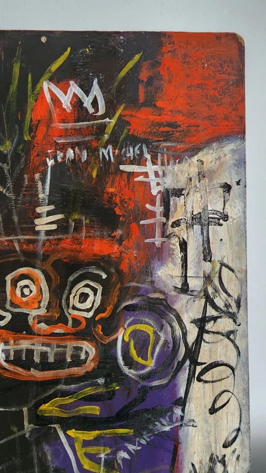 JEAN MICHELLE-BASQUIAT - Tablero de lienzo al óleo / Firmado / Estilo de Foto 4 de 4