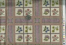 Debbie Mumm MUMM'S the WORD Floral Fabric LAVENDER GRID with YELLOW