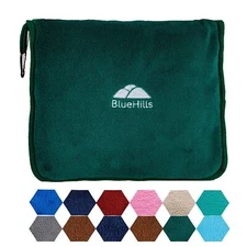 BlueHills Premium Soft Travel Blanket Throw Pillow Airplane Flight - Dark Green